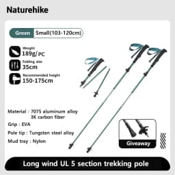Naturehike Gale UL PRO Trekking Pole Carbon Fiber 7075 Aluminum Alloy Folding Stick Lightweight Outdoor Climbing Walking Sticks