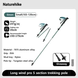 Naturehike Gale UL PRO Trekking Pole Carbon Fiber 7075 Aluminum Alloy Folding Stick Lightweight Outdoor Climbing Walking Sticks