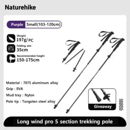 Naturehike Gale UL PRO Trekking Pole Carbon Fiber 7075 Aluminum Alloy Folding Stick Lightweight Outdoor Climbing Walking Sticks