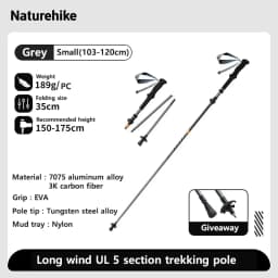 Naturehike Gale UL PRO Trekking Pole Carbon Fiber 7075 Aluminum Alloy Folding Stick Lightweight Outdoor Climbing Walking Sticks