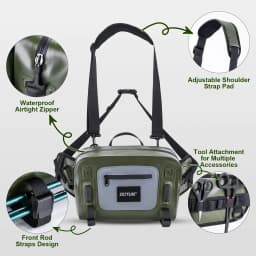 Goture Fishing Tackle Bag IPX8 Waterproof Multifunctional Halter Waist Pack Large Capacity Bag for Fly Fishing Outdoor Camping