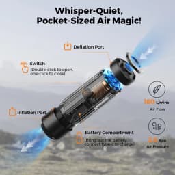 FLEXTAIL ZERO PUMP - 30g Portable Camping Air Pump Electric Inflator for Sleeping Pads, 1 Rechargeable Battery Included