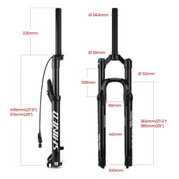 BOLANY MTB Air Fork 26 27.5 29Inch 120mm Travel Air Oil Suspension 9x100mm QR Lightweight Bike Fork R29 Bicycle Accessories Part