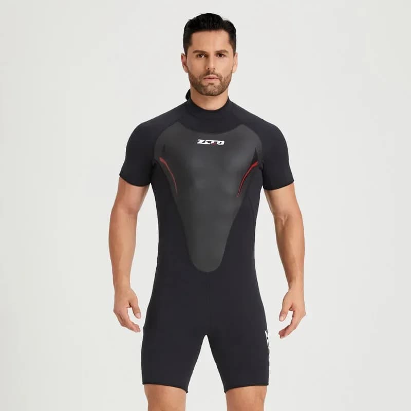 3MM Neoprene Wetsuit Men's One-piece Short Sleeve Thickened Cold Insulation Diving Suit Women's Surf Snorkel Sunscreen Swimsuit