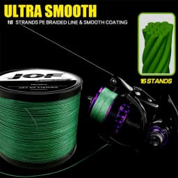 JOF 16 Strands Braided Fishing Line X16 Main Wire Abrasion Resistant Braid PE Lines Freshwater Saltwater Fishing Cord 10-90kg