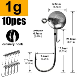 JYJ 1g 3g -20g Fishing rig jig head hook , For Soft Worm Lure Bass Fish Pesca Rockfish Pike Trout Accessories