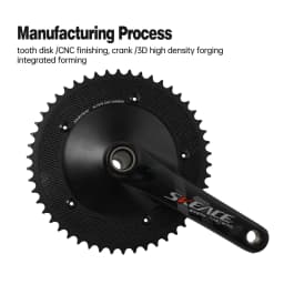 SKEACE Break The Wind Hollowtech Crankset, Fixie Crank, Fixed Gear Bike, Track Bicycle CNC Carbon Chainwheel, 49T, 165mm, 144BCD