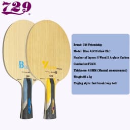 729 Friendship Yellow ALC Table Tennis Blade 5 Wood 2 AD Arylate Carbon Professional Ping Pong Blade Blue ALC Offensive
