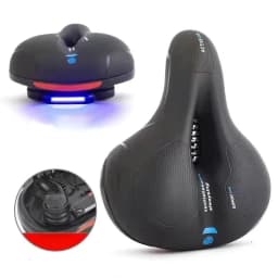 Breathable Taillight Bicycle Saddle Men Women MTB Road Bike Saddle Shock Absorbing Comfortable Big Butt Bike Seat Safety Warning