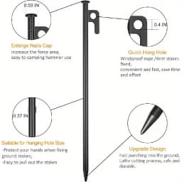 2/4 Pack Heavy Duty Steel Tent Stakes - Unbreakable & Inflexible,Super Strong for Camping, Weatherproof,Rust-Resistant