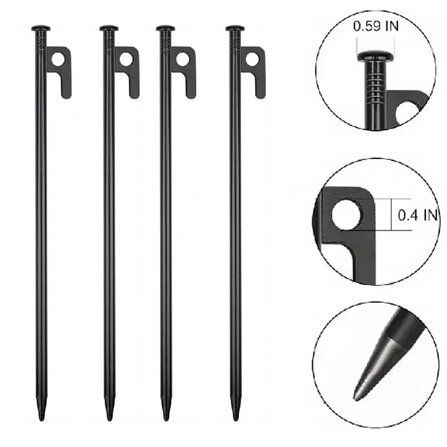 2/4 Pack Heavy Duty Steel Tent Stakes - Unbreakable & Inflexible,Super Strong for Camping, Weatherproof,Rust-Resistant