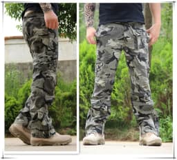 2025 Men's Cargo Pant Cotton Outdoors Tactical Pant Men Vintage Camo Green Work Many Pocket Cotton Camouflage Black Trouser