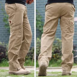 2025 Men's Cargo Pant Cotton Outdoors Tactical Pant Men Vintage Camo Green Work Many Pocket Cotton Camouflage Black Trouser