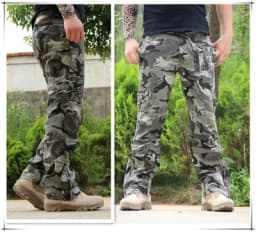 2025 Men's Cargo Pant Cotton Outdoors Tactical Pant Men Vintage Camo Green Work Many Pocket Cotton Camouflage Black Trouser
