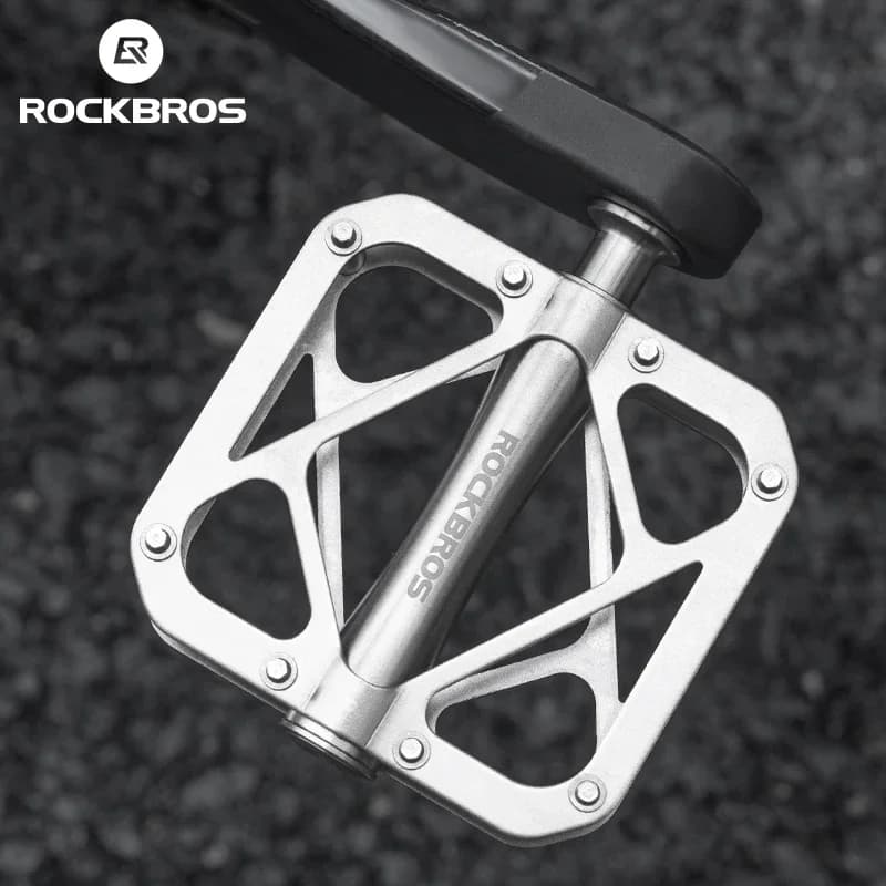 ROCKBROS Bicycle Pedals Ultralight Titanium Alloy Pedals Waterproof Sealed Anti-slip Wide Tread Flat Pedals MTB Bike Accessories