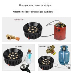 21000W 9-Core Camping Stove High-Power Gas Burner Strong Fire Power Portable Tourist Burner Windproof Stove Burner for Outdoor