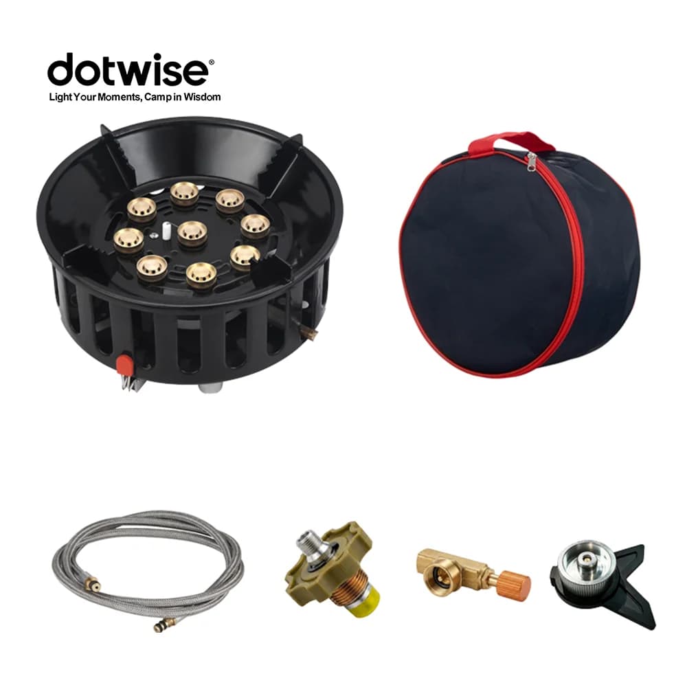 21000W 9-Core Camping Stove High-Power Gas Burner Strong Fire Power Portable Tourist Burner Windproof Stove Burner for Outdoor