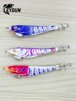 LEYDUN 5pcs Egi Squid Fishing Lures Luminous Horizontal Shrimp LEYDUN Octopus Squid Hook Shrimp Saltwater Baits Fishing Swimbait