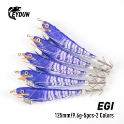 LEYDUN 5pcs Egi Squid Fishing Lures Luminous Horizontal Shrimp LEYDUN Octopus Squid Hook Shrimp Saltwater Baits Fishing Swimbait