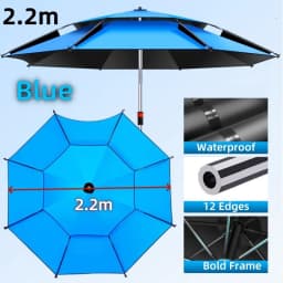 2.0-2.6M Fishing Parasol 201 Stainless Steel Rod Large Umbrella Outdoor Beach Camping Parasol Large Courtyard Sunshade Umbrella