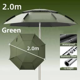 2.0-2.6M Fishing Parasol 201 Stainless Steel Rod Large Umbrella Outdoor Beach Camping Parasol Large Courtyard Sunshade Umbrella
