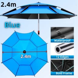 2.0-2.6M Fishing Parasol 201 Stainless Steel Rod Large Umbrella Outdoor Beach Camping Parasol Large Courtyard Sunshade Umbrella