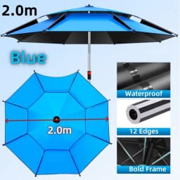 2.0-2.6M Fishing Parasol 201 Stainless Steel Rod Large Umbrella Outdoor Beach Camping Parasol Large Courtyard Sunshade Umbrella