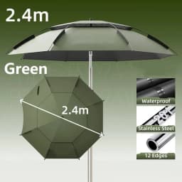 2.0-2.6M Fishing Parasol 201 Stainless Steel Rod Large Umbrella Outdoor Beach Camping Parasol Large Courtyard Sunshade Umbrella