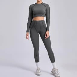 Sportswear Yoga Set Women's Workout Clothes Athletic Wear Sports Gym Legging Seamless Fitness Bra Crop Top Long Sleeve Yoga Suit