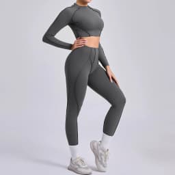 Sportswear Yoga Set Women's Workout Clothes Athletic Wear Sports Gym Legging Seamless Fitness Bra Crop Top Long Sleeve Yoga Suit