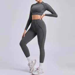 Sportswear Yoga Set Women's Workout Clothes Athletic Wear Sports Gym Legging Seamless Fitness Bra Crop Top Long Sleeve Yoga Suit