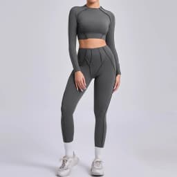 Sportswear Yoga Set Women's Workout Clothes Athletic Wear Sports Gym Legging Seamless Fitness Bra Crop Top Long Sleeve Yoga Suit