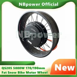 Newest NBpower QS205 72V 5000W 50H V3 170/190mm Dropout Electric Fat Bike 20/24/26x4.0 Snow Bike Rear Hub Motor Wheel