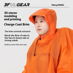 3F UL GEAR Ultralight Hiking Raincoat 3 in 1 Camping Rain Poncho Tarp Outdoor Awning Tent 15D Silicone Waterproof Rain Jacket