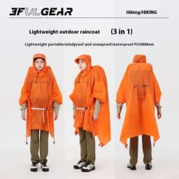 3F UL GEAR Ultralight Hiking Raincoat 3 in 1 Camping Rain Poncho Tarp Outdoor Awning Tent 15D Silicone Waterproof Rain Jacket
