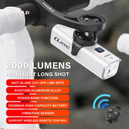 TOWILD CL2000 Bicycle Light With Cut-off Line Beam 2000LM Rechargeable 5000mAh Led Bike Front Lights IPX6 MTB Cycling Headlights