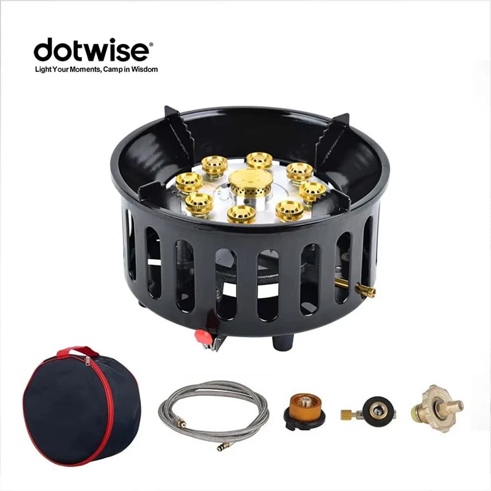 21000W Camping Stove 9 Core High-Power Strong Fire Tourist Gas Burner Portable Windproof Electronic Ignition Camping Equipment