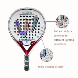 Cwin Paddle Racket Pro Carbon Fiber Soft EVA Surface Comfort for Professional Training Play Tennis Paddle Racquet with Padel Bag