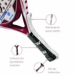 Cwin Paddle Racket Pro Carbon Fiber Soft EVA Surface Comfort for Professional Training Play Tennis Paddle Racquet with Padel Bag