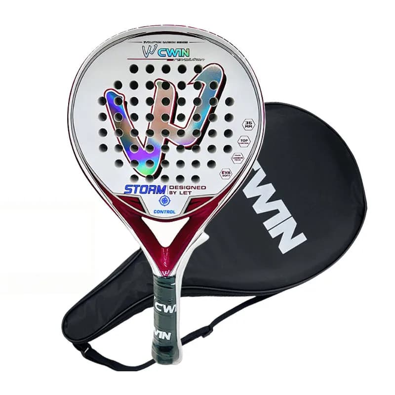 Cwin Paddle Racket Pro Carbon Fiber Soft EVA Surface Comfort for Professional Training Play Tennis Paddle Racquet with Padel Bag