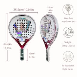 Cwin Paddle Racket Pro Carbon Fiber Soft EVA Surface Comfort for Professional Training Play Tennis Paddle Racquet with Padel Bag