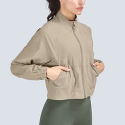 VITALINOVO Women's Athletic Workout Jacket UPF 50+ Long Sleeve Sun Protection Lightweight Shirts Zip Up Cropped Jackets Running