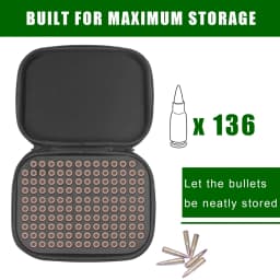 .30/7.62mm Ammunition Organizer 136 Rounds Ammo Storage Box Rifle Cartridge Storage Container Bullet Holder for Hunting Shooting