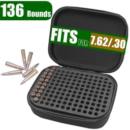 .30/7.62mm Ammunition Organizer 136 Rounds Ammo Storage Box Rifle Cartridge Storage Container Bullet Holder for Hunting Shooting