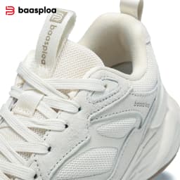 Baasploa Women Casual Sneakers Comfort Leather Walking Shoes for Women Solid Color Fashion Sport Shoes Non-Slip Height Increase