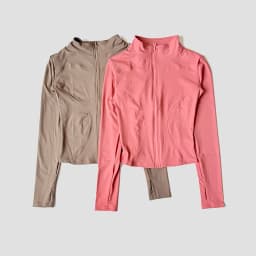 Women Slim Yoga Clothes Quick Dry Zipper Cardigan Stand Up Collar Jacket Outdoor Long Sleeved Running Fitness Sports Top