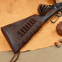 Right Hand Leather Buttstock Canvas Ammo Cartridge Holder Cheek Rest Pad Gun Stock Cover For .308 .45-70 .30-06 .30-30 .22LR