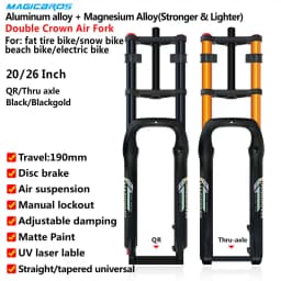 20x4.0 26*4.0 MTB Dual Motor Air Suspension Fork QR 9*135mm 15*135mm Beach Snow Motorcycle Electric E Bike Double Crown Air Fork