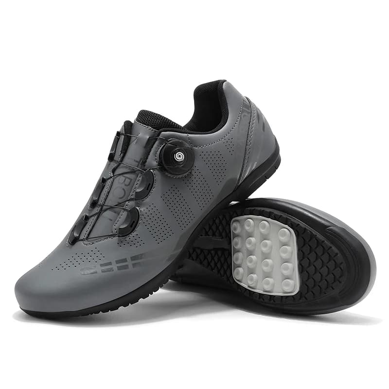 Flat Pedal Cycling Shoes MTB Men Mountain Bicycle Shoe Cleat Shoes Cycling Sneaker Lock-Free Bike Speed Footwear Breathable Gray