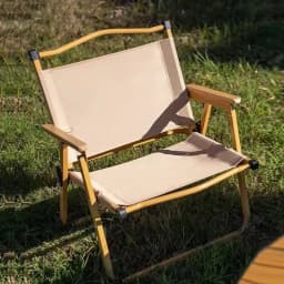 2PCS-khaki Camping Chair Portable Outdoor Chair Aluminum Alloy Wood Grain Folding Chair Camping Equipment Kermit Chair